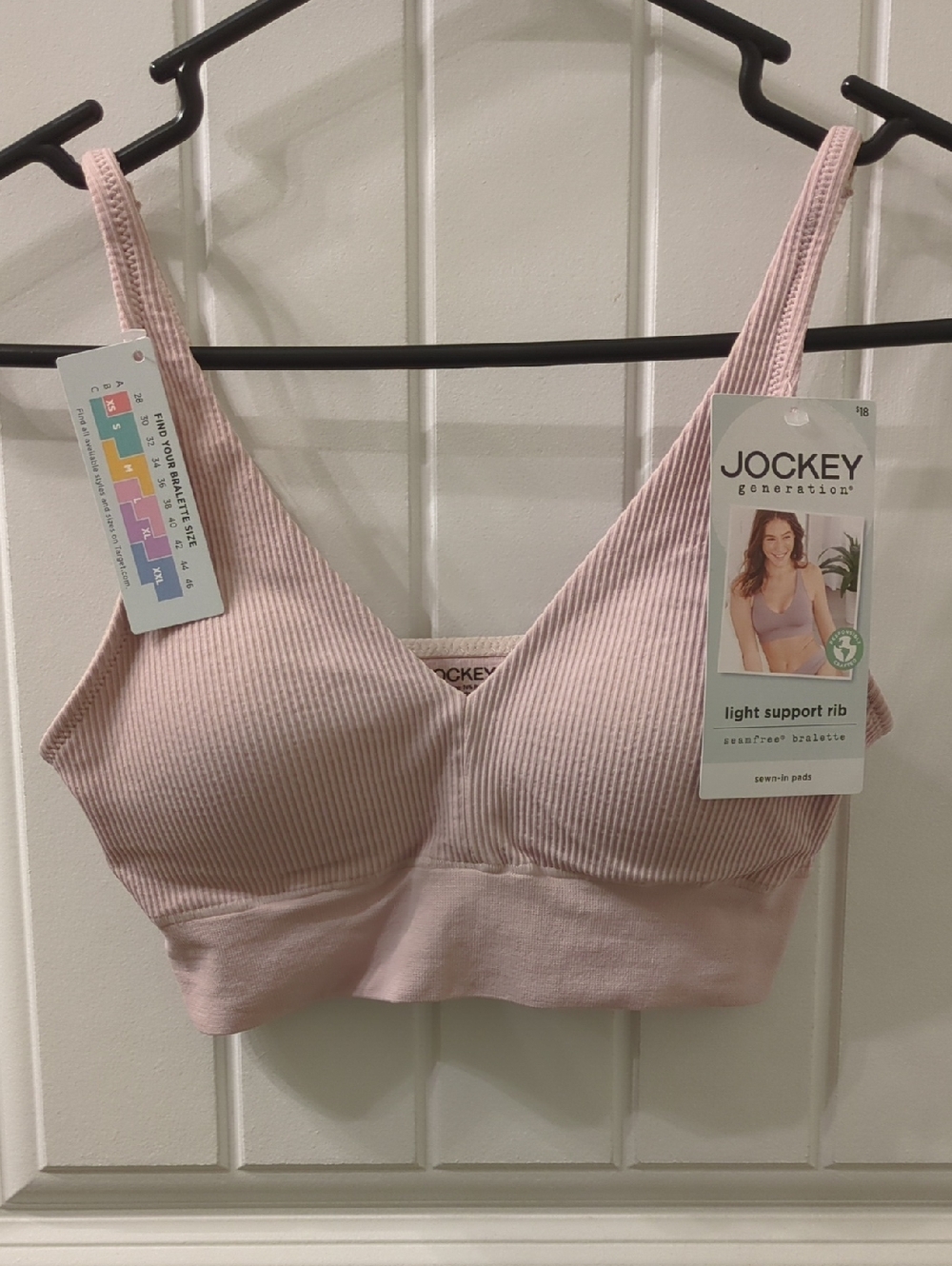 Jockey Light Support Ribbed Bralette in Pale Pink